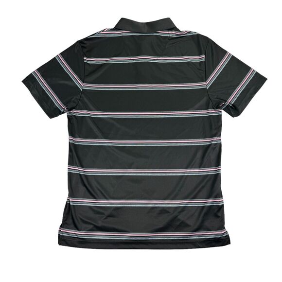 PGA Tour Mens Allover Space Dye Stripe Short Sleeve Golf Polo Shirt Black L - Picture 3 of 4